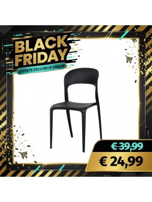 Sedia New Omega in Polipropilene Moderne Design Impilabile (Nero)