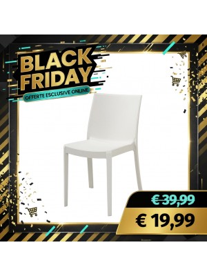 Sedia PERLA in polipropilene design impilabile per esterno Made in Italy (Bianco)