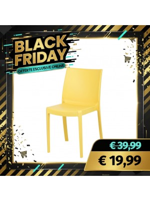 Sedia PERLA in polipropilene design impilabile per esterno Made in Italy (Giallo Senape)