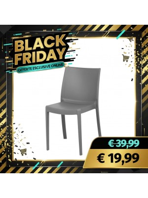 Sedia PERLA in polipropilene design impilabile per esterno Made in Italy (Grigio)