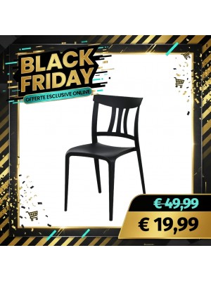 Sedia in Polipropilene SILVY Design moderno ed Impilabile per interno ed esterno (Nero)