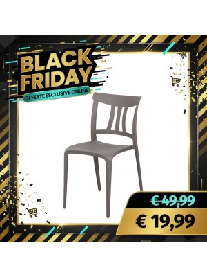 Sedia in Polipropilene SILVY Design moderno ed Impilabile per interno ed esterno (Tortora)