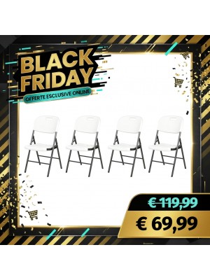 Set 4 SEDIE Sedie Pieghevoli KATIA in hdpe Salvaspazio da Giardino Pieghevole per PIC-Nic Campeggio Casa (Bianco)