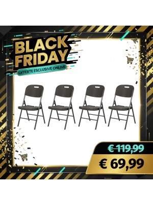 Set 4 SEDIE Sedie Pieghevoli KATIA in hdpe Salvaspazio da Giardino Pieghevole per PIC-Nic Campeggio Casa (Marrone)