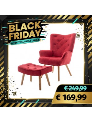 Poltrona con Sgabello SET SIESTA Design Patchwork Multicolore (Bordeaux)