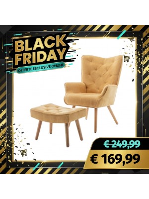 Poltrona con Sgabello SET SIESTA Design Patchwork Multicolore (Giallo)