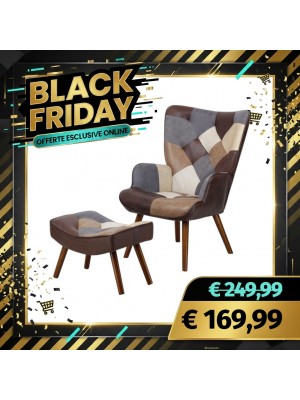 Poltrona con Sgabello SET SIESTA Design Patchwork Multicolore (Patchwork Touch)