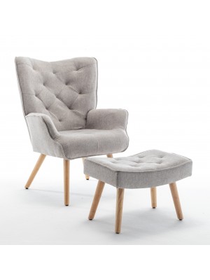 Poltrona con sgabello colore Grigio con gambe in legno modello Siesta Totò Piccinni