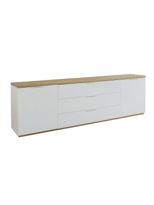 mobile porta tv bianco laccato/rovere miele vista angolare