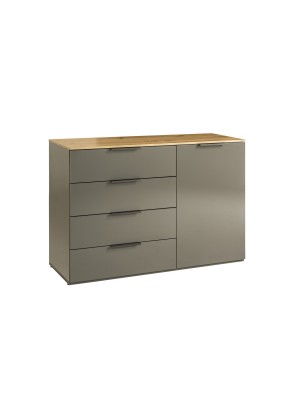 madia design grigio laccato/rovere miele vista diagonale 