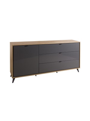 madia classica rovere miele/grigio laccato vista diagonale 