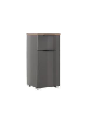 Mobile colonna bagno colore "Grigio Laccato/Rovere Miele" 1 ante e 1 cassetto modello Orbis Totò Piccinni