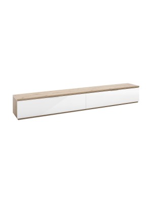 mobile porta tv design bianco laccato/rovere miele vista angolare