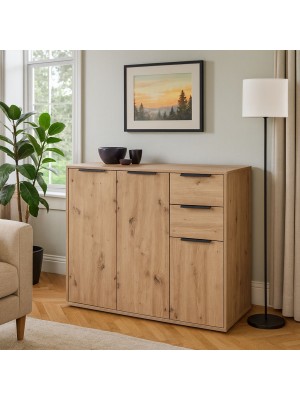 Vista ambientata Mobile Contenitore colore Rovere Artisan 3 ante e 2 cassetti Totò Piccinni
