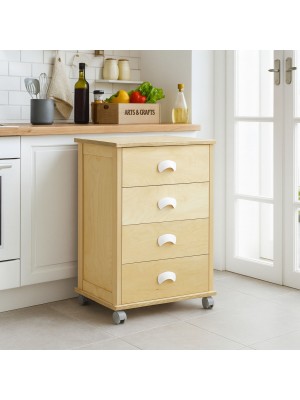 Vista ambientata Carrellino da cucina in Legno colore Naturale modello Poker Plus Totò Piccinni