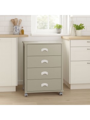 Vista ambientata Carrellino da cucina in Legno colore Fango modello Poker Plus Totò Piccinni