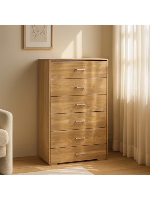 Vista ambientata Cassettiera in legno 6 cassetti design moderno colore Frassino Totò Piccinni