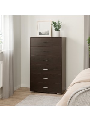 Vista ambientata Cassettiera in legno 6 cassetti design moderno colore Wengé Totò Piccinni