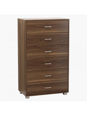 cassettiera in legno 6 cassetti design moderno noce