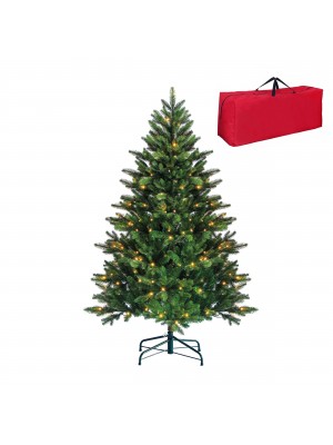 Albero di Natale Artificiale Ciampac con LED integrati facile montaggio con Borsone (150 cm)