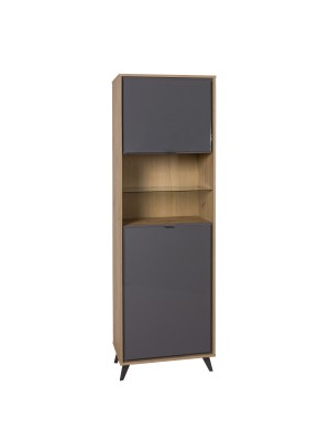 Mobile colonna in legno colore "Rovere Miele/Grigio Laccato" 2 ante e 2 vani modello Lumen Totò Piccinni