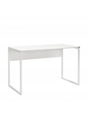 Scrivania Scrittoio porta pc per ufficio in legno design industrial (Bianco)