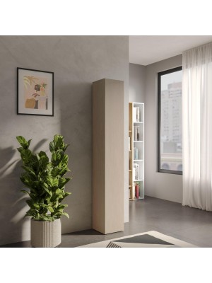 Vista ambientata Colonna multiuso in legno con anta reversibile colore argilla 28x186h modello modula Totò Piccinni