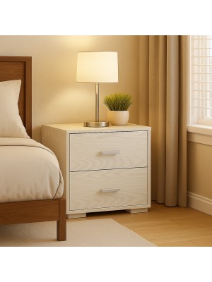 Vista ambientata Comodini per camera da letto in legno colore Rovere Sbiancato con 2 cassetti Totò Piccinni 