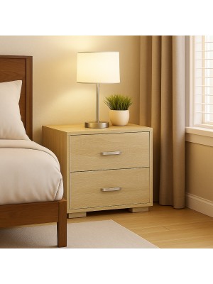 Vista ambientata Comodini per camera da letto in legno colore Rovere con 2 cassetti Totò Piccinni 