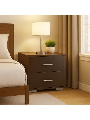 Vista ambientata Comodini per camera da letto in legno colore Wengè con 2 cassetti Totò Piccinni 