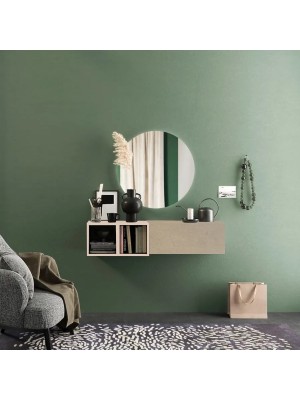 Vista ambientata Consolle Sospesa 124x29x28h in legno colore "argilla - cashmere" modello Modula Totò Piccinni