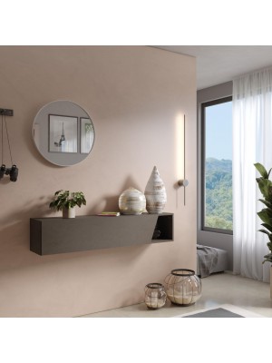 Vista ambientata Consolle sospesa con anta sagomata reversibile colore bronzo 138x28h modello modula totò piccinni