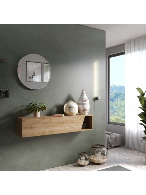 consolle sospesa con anta sagomata reversibile 138x28h modello modula