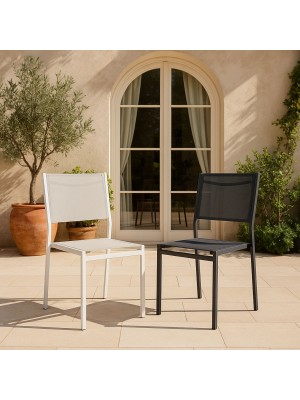 Sedia senza braccioli con struttura completamente in alluminio schienale e seduta in textilene Bizzotto - HILDE