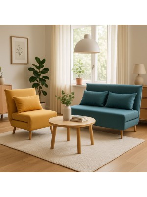 Divani Poltrone Letto DREAM prontoletto clic-clac Imbottiti in Tessuto con Cuscini e Piedini in Legno