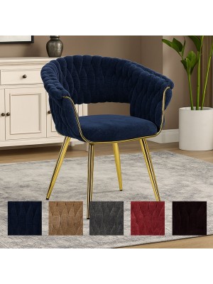 Poltroncine ROYAL A intrecciate in morbida ciniglia vellutata imbottita con gambe in metallo