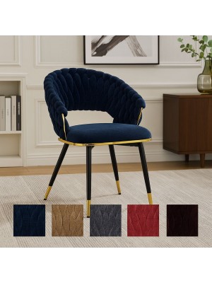 Poltroncine ROYAL B intrecciate in morbida ciniglia vellutata imbottita con gambe in metallo