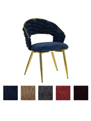 poltroncina in ciniglia vellutata imbottita con gambe in metallo