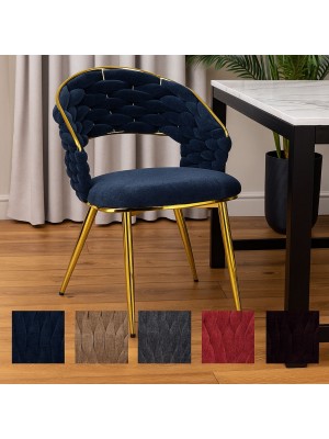 Poltroncine ROYAL C intrecciate in morbida ciniglia vellutata imbottita con gambe in metallo