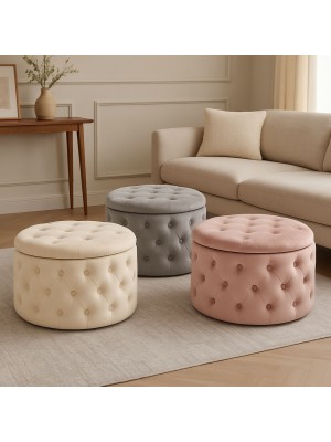 Copertina pouf da salotto in velluto contenitore diametro 70cm