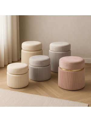 Copertina set 2 pouf da intero contenitori in velluto