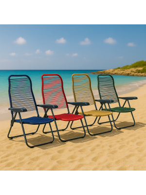 4 Spiaggine Cordonate con braccioli e reclinabili in 6 posizioni modello Marina Totò Piccinni