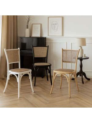 sedie in legno da soggiorno con seduta e schienale in rattan mod carrel Totò Piccinni