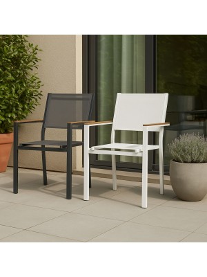 Sedie in alluminio e textilene con braccioli effetto rattan modello TRAPANI Totò Piccinni