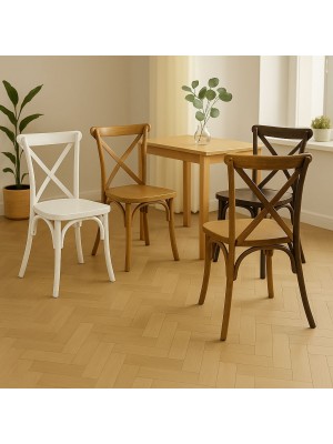 Copertina Set 4 Sedie Cross in Kit in polipropilene effetto legno 