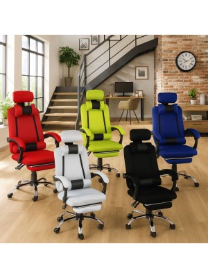 Sedie Ufficio BETA Gaming Ergonomiche Reclinabili Girevoli con cuscini e poggiapiedi con rotelle e poggiatesta