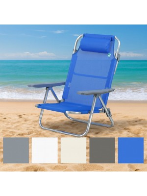 Sedie Sdraio Mare pieghevole in alluminio con schienale alto - Spiaggina Avana
