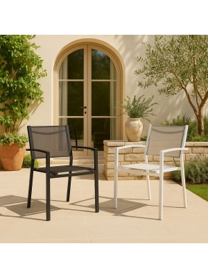 Sedia con Braccioli struttura completamente in alluminio schienale e seduta in textilene Bizzotto - HILDE