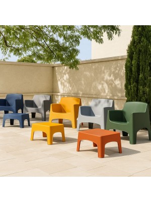 set da giardino con 2 poltrone impilabili e tavolino