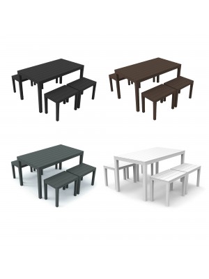 set da giardino in polipropilene 3 sgabelli e 1 tavolo